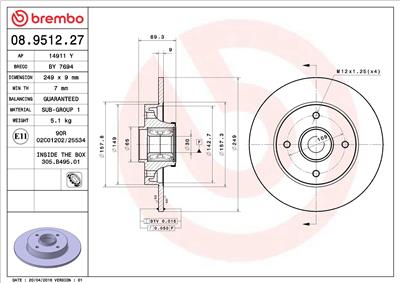 BREMBO 08.9512.27 EAN: 8020584015346.