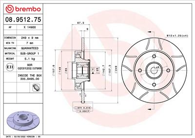BREMBO 08.9512.75 EAN: 8020584321218.