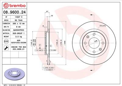 BREMBO 08.9600.24 EAN: 8020584960028.