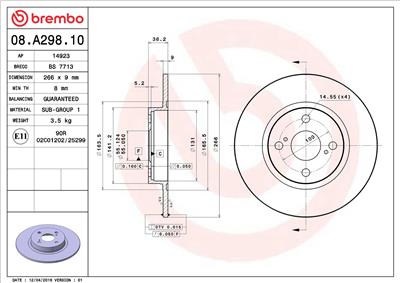BREMBO 08.A298.10 EAN: 8020584015858.