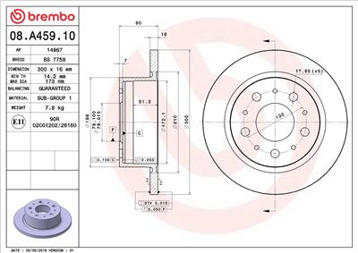 BREMBO 08.A459.10 EAN: 8020584019467.
