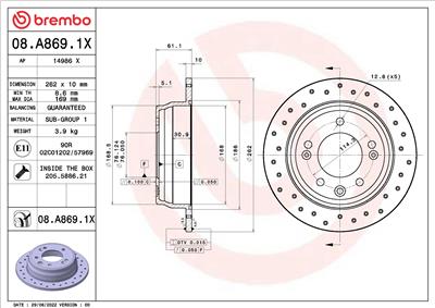 BREMBO 08.A869.1X EAN: 8020584320242.