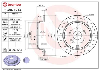 BREMBO 08.A871.1X EAN: 8020584322758.