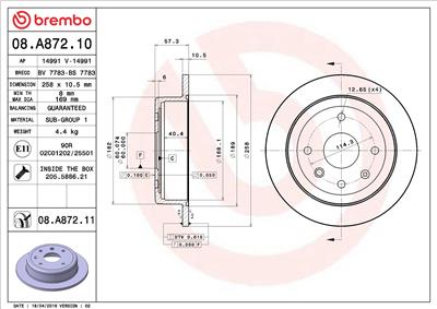 BREMBO 08.A872.11 EAN: 8020584222089.