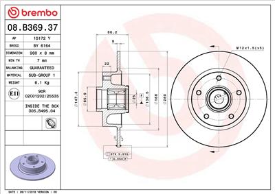 BREMBO 08.B369.37 EAN: 8020584237908.