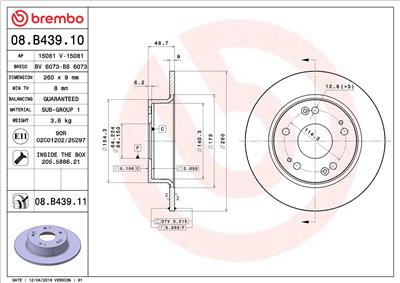 BREMBO 08.B439.11 EAN: 8020584034576.