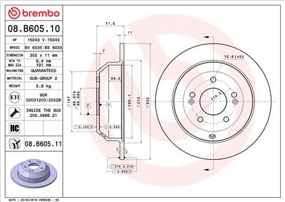 BREMBO 08.B605.11 EAN: 8020584217160.