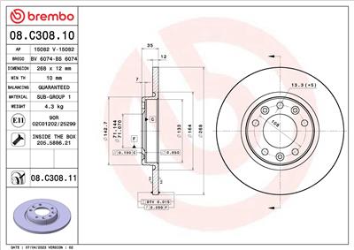 BREMBO 08.C308.11 EAN: 8020584217887.