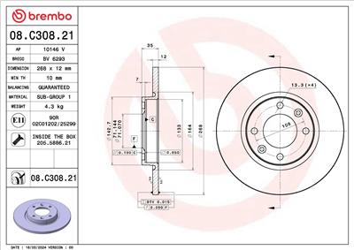 BREMBO 08.C308.21 EAN: 8020584327760.