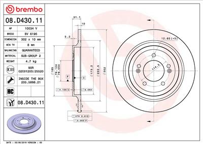 BREMBO 08.D430.11 EAN: 8020584310762.