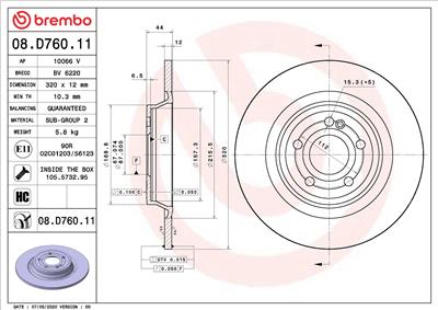 BREMBO 08.D760.11 EAN: 8020584312971.