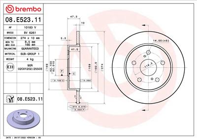 BREMBO 08.E523.11 EAN: 8020584321362.