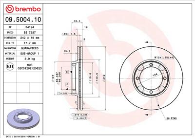 BREMBO 09.5004.10 EAN: 8020584500415.