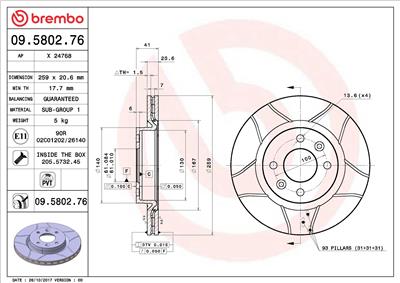 BREMBO 09.5802.76 EAN: 8020584011508.