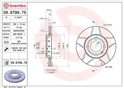 BREMBO 09.6799.75 EAN: 8020584011867.