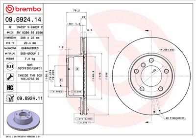 BREMBO 09.6924.11 EAN: 8020584013762.