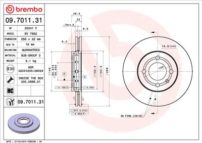 BREMBO 09.7011.31 EAN: 8020584310373.