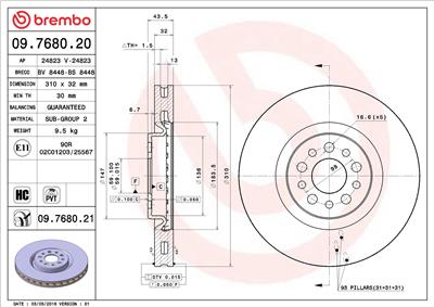 BREMBO 09.7680.21 EAN: 8020584211175.