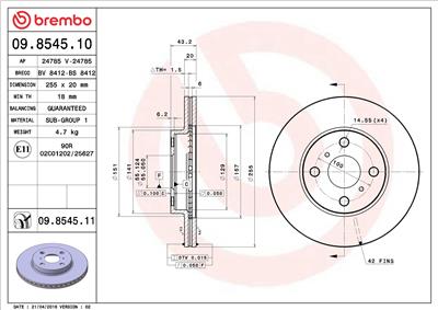 BREMBO 09.8545.11 EAN: 8020584210543.
