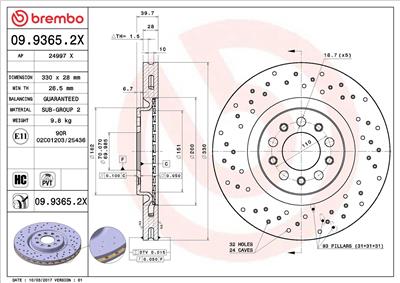BREMBO 09.9365.2X EAN: 8020584217559.