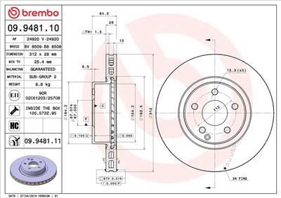 BREMBO 09.9481.11 EAN: 8020584024935.