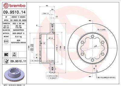 BREMBO 09.9510.11 EAN: 8020584222133.
