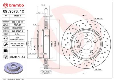 BREMBO 09.9573.1X EAN: 8020584218495.
