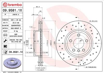 BREMBO 09.9581.1X EAN: 8020584212653.