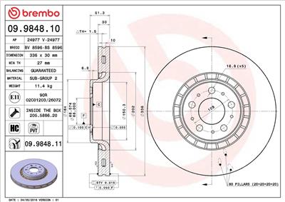 BREMBO 09.9848.11 EAN: 8020584025765.