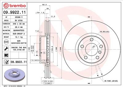BREMBO 09.9922.11 EAN: 8020584992210.