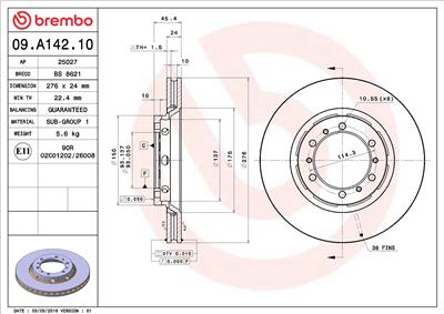 BREMBO 09.A142.10 EAN: 8020584027943.