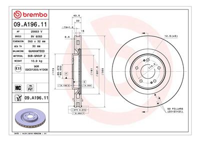 BREMBO 09.A196.11 EAN: 8020584227251.