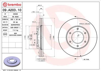 BREMBO 09.A203.10 EAN: 8020584016800.