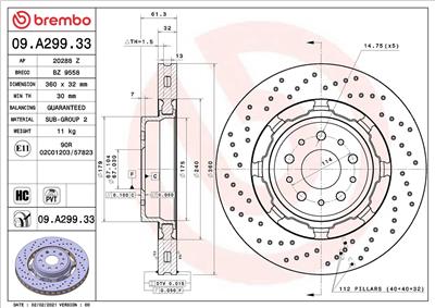 BREMBO 09.A299.33 EAN: 8020584316962.
