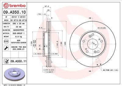 BREMBO 09.A350.11 EAN: 8020584035375.