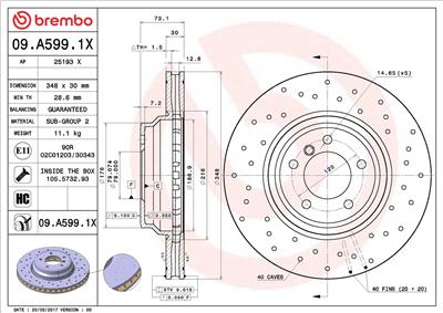 BREMBO 09.A599.1X EAN: 8020584226339.