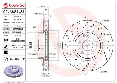 BREMBO 09.A621.31 EAN: 8020584033647.