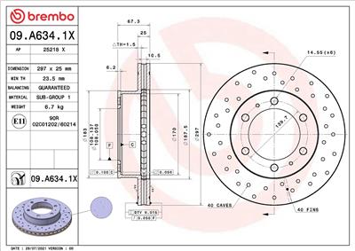 BREMBO 09.A634.1X EAN: 8020584319383.