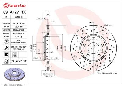 BREMBO 09.A727.1X EAN: 8020584212714.