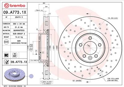 BREMBO 09.A773.1X EAN: 8020584325506.