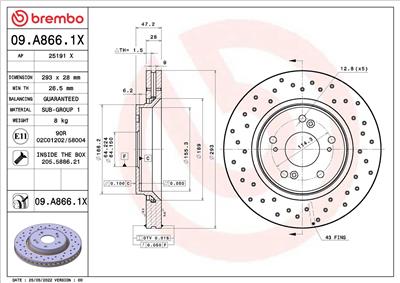 BREMBO 09.A866.1X EAN: 8020584320501.