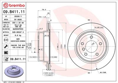 BREMBO 09.B411.11 EAN: 8020584039960.