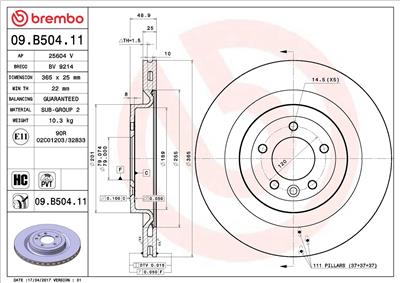 BREMBO 09.B504.11 EAN: 8020584221914.