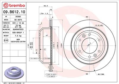 BREMBO 09.B612.10 EAN: 8020584210031.