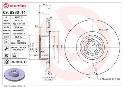 BREMBO 09.B980.11 EAN: 8020584326466.