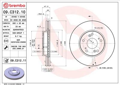 BREMBO 09.C312.11 EAN: 8020584222553.