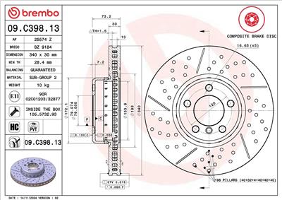 BREMBO 09.C398.13 EAN: 8020584219287.
