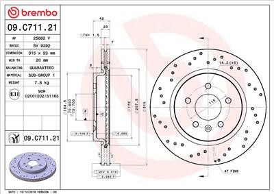 BREMBO 09.C711.21 EAN: 8020584317662.