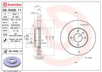 BREMBO 09.D426.11 EAN: 8020584237762.