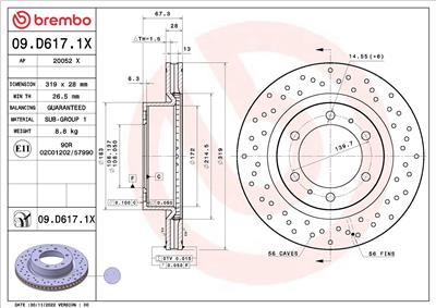 BREMBO 09.D617.1X EAN: 8020584323298.